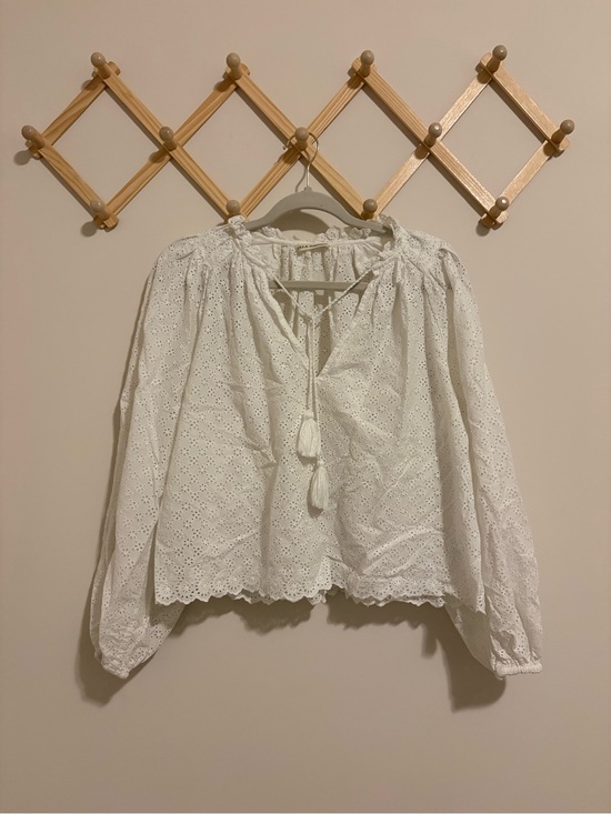Ulla Johnson Tops - Ulla Johnson White Cotton Eyelet Peasant Blouse size 2